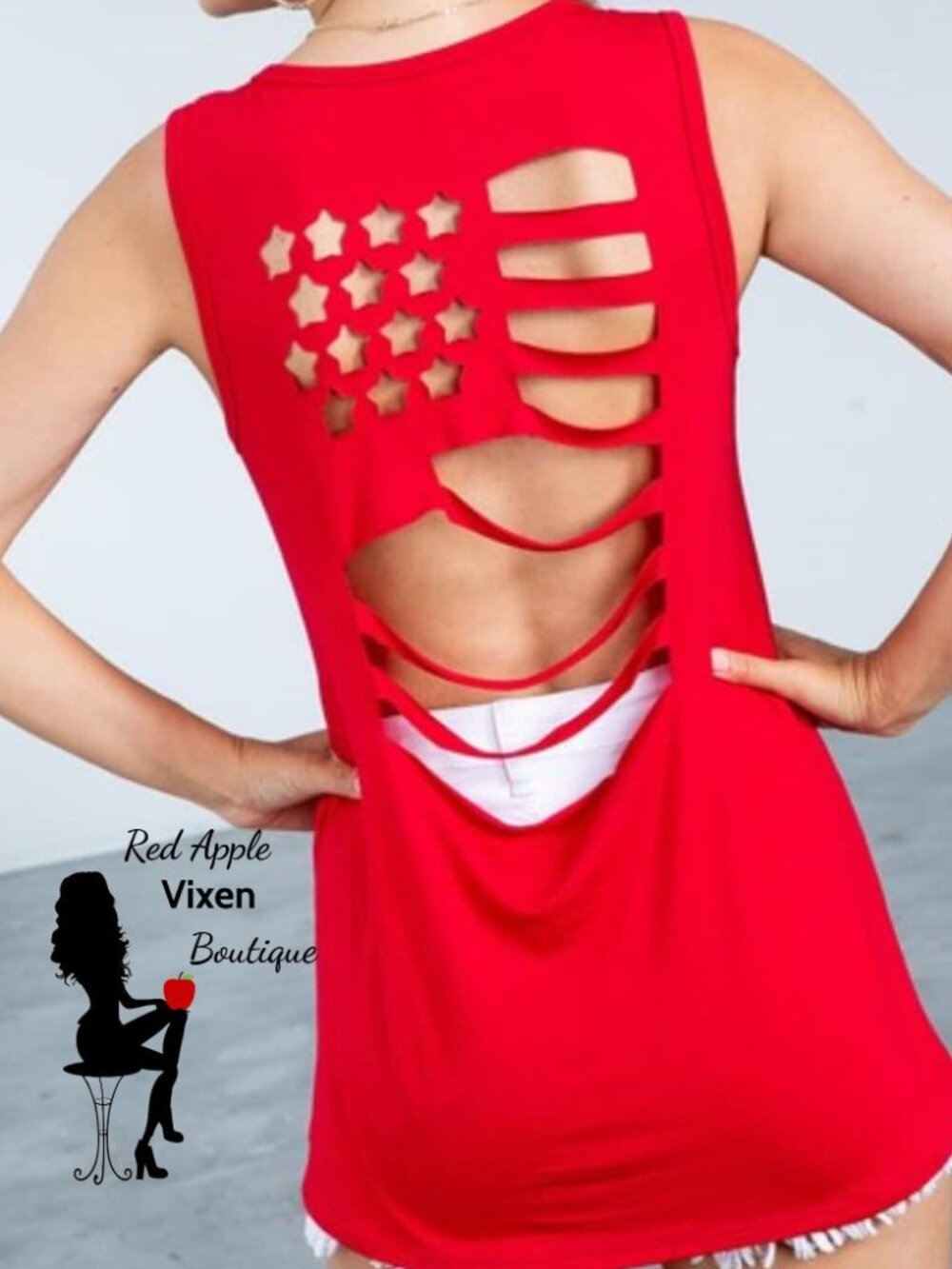 American Flag Cut Out Tank